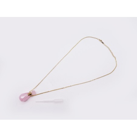 COLLANA CON CIONDOLO PORTAPROFUMO IN QUARZO ROSA
