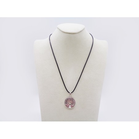 CIONDOLO ALBERO DELLA VITA IN QUARZO ROSA