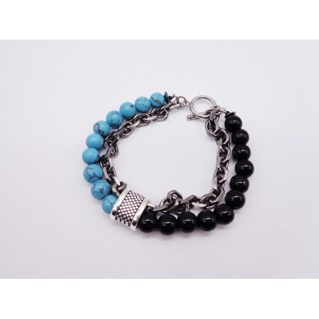 BRACCIALE ACCIAIO E TURCHESE