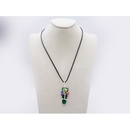 CIONDOLO PUNTA IN PIETRA NATURALE CON ALBERO DELLA VITA