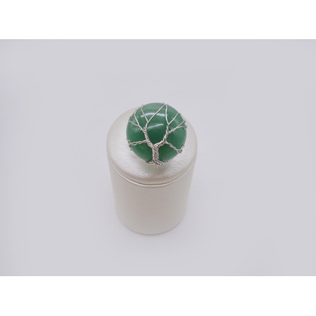 ANELLO IN AVVENTURINA VERDE CON ALBERO DELLA VITA
