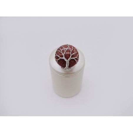 ANELLO IN PIETRA DEL SOLE ORO CON ALBERO DELLA VITA