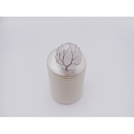ANELLO IN QUARZO BIANCO CON ALBERO DELLA VITA