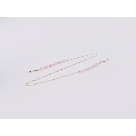 CATENINA PER OCCHIALI IN PIETRA QUARZO ROSA