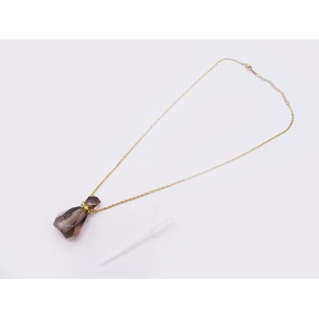 COLLANA CON CIONDOLO PORTAPROFUMO IN QUARZO FUME'