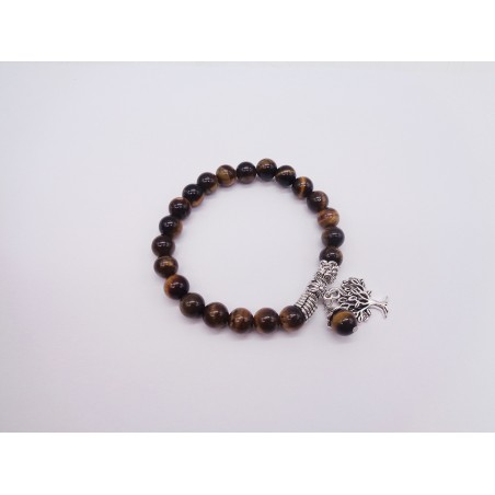 BRACCIALE IN OCCHIO DI TIGRE CON CIONDOLO ALBERO DELLA VITA