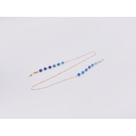CATENINA PER OCCHIALI CON PIETRE AGATA BLU