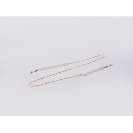 CATENINA PER OCCHIALI CON PIETRE IN QUARZO BIANCO