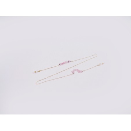 CATENINA PER OCCHIALI CON PIETRE IN QUARZO ROSA