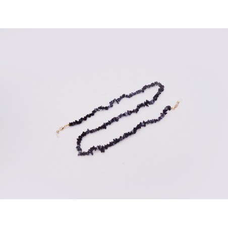 CATENINA PER OCCHIALI IN PIETRA OSSIDIANA FIOCCO DI NEVE