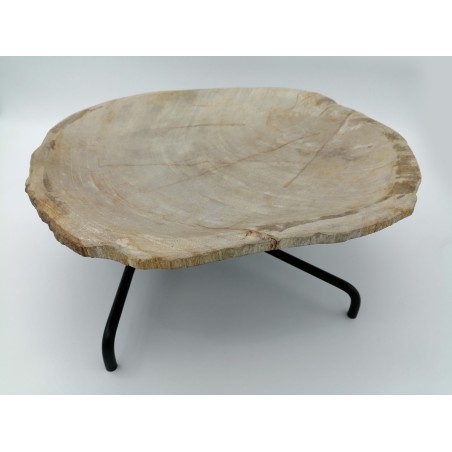 PIATTO IN LEGNO PIETRIFICATO CON BASE IN FERRO