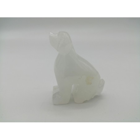 CANE SEDUTO IN ONICE BIANCO