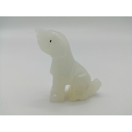 CANE SEDUTO IN ONICE BIANCO
