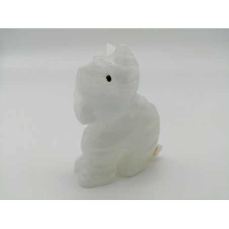 CANE SEDUTO IN ONICE BIANCO