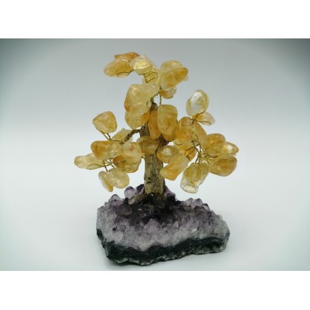 ALBERO DELLA VITA CON BASE DI AMETISTA E CHIPS DI CITRINO