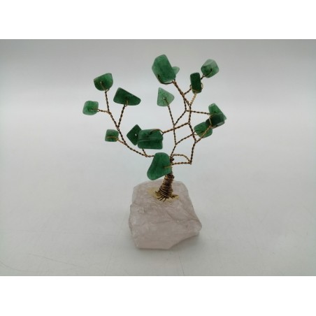 ALBERO DELLA VITA CON BASE DI  QUARZO ROSA E CHIPS DI QUARZO VERDE