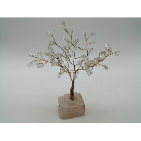 ALBERO DELLA VITA CON BASE E CHIPS DI QUARZO ROSA