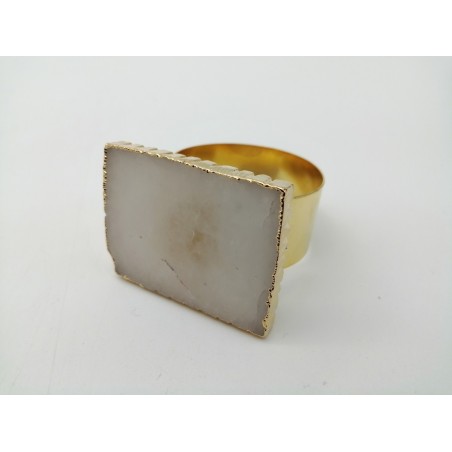 PORTATOVAGLIOLO IN QUARZO BIANCO CON RIFINITURE COLOR ORO