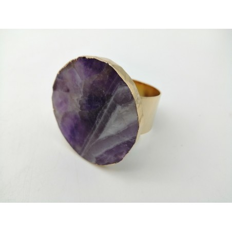 PORTATOVAGLIOLO IN AMETISTA ROTONDO CON RIFINITURE COLOR ORO