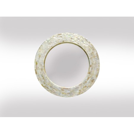 SPECCHIO ROTONDO BIANCO CON MADREPERLA