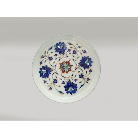 MARBLE PLATE BLUE FLOWER