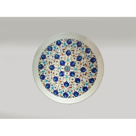 MARBLE PLATE BLUE FLOWER