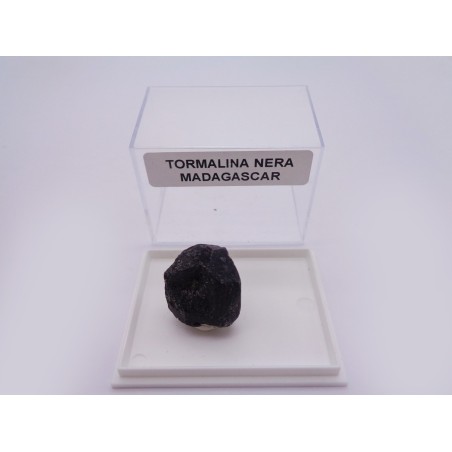 MINERALE DA COLLEZIONE TORMALINA NERA IN SCATOLA SINGOLA