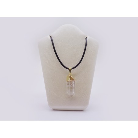 CIONDOLO IRREGOLARE DI QUARZO CRYSTAL CON BORDO COLOR ORO