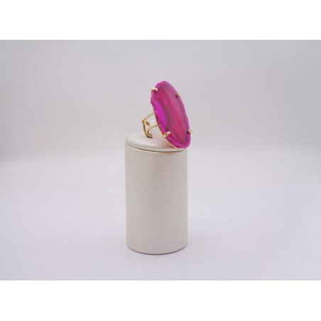 ANELLO CON FETTA DI AGATA ROSA