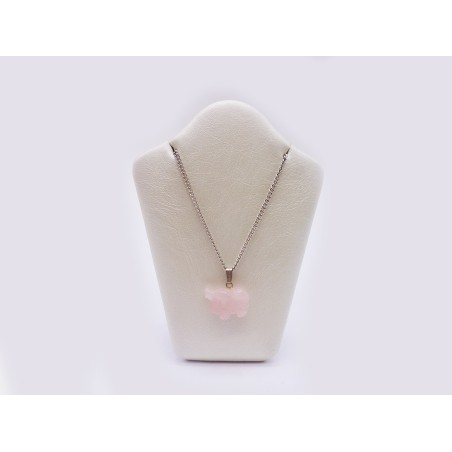 CIONDOLO ELEFANTE QUARZO ROSA