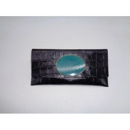 POCHETTE NERA CON AGATA VERDE