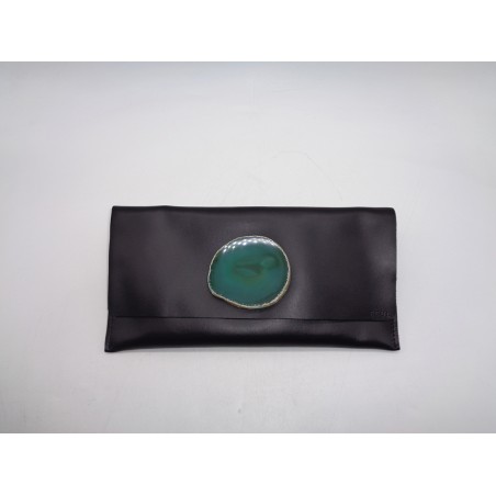 POCHETTE NERA CON AGATA VERDE