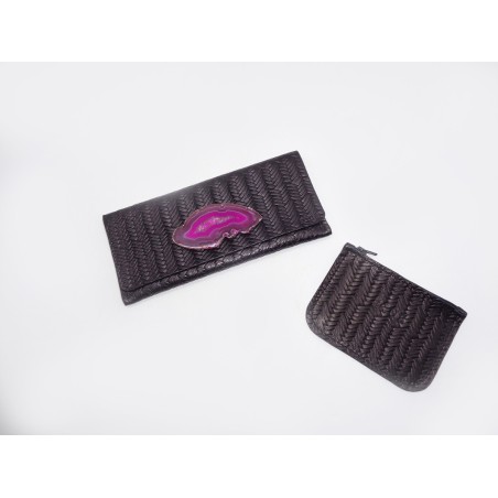 PORTAFOGLIO CON AGATA ROSA