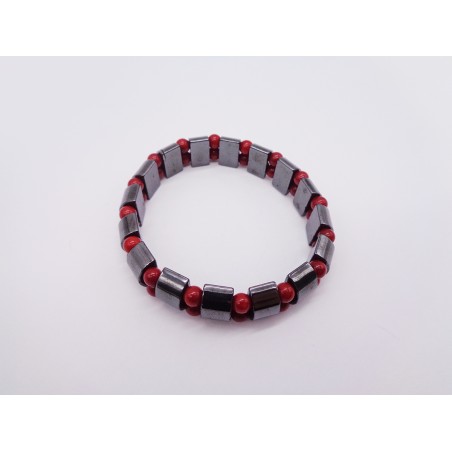 BRACCIALE IN CORALLO E EMATITE