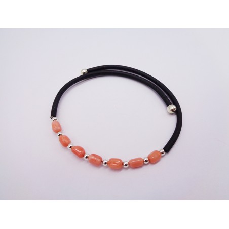 BRACCIALE IN CAUCCIU' E CORALLO ROSA