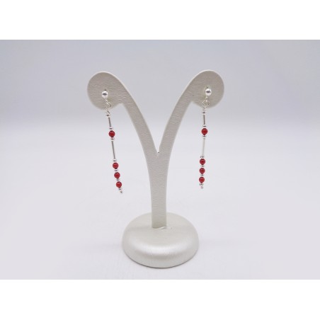 ORECCHINI DI CORALLO ROSSO E ARGENTO