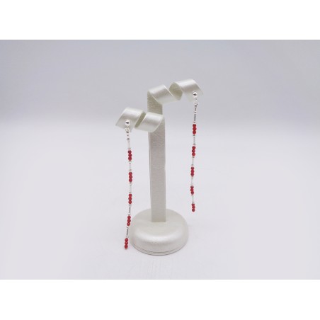 ORECCHINI DI CORALLO ROSSO E ARGENTO