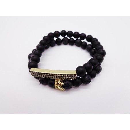 DOPPIO BRACCIALE IN PIETRA LAVICA