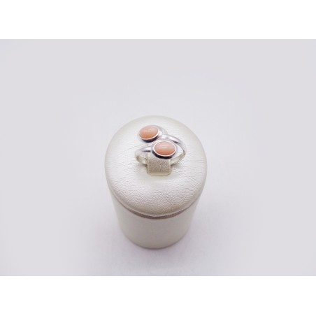 ANELLO DOPPIA PIETRA IN CORALLO