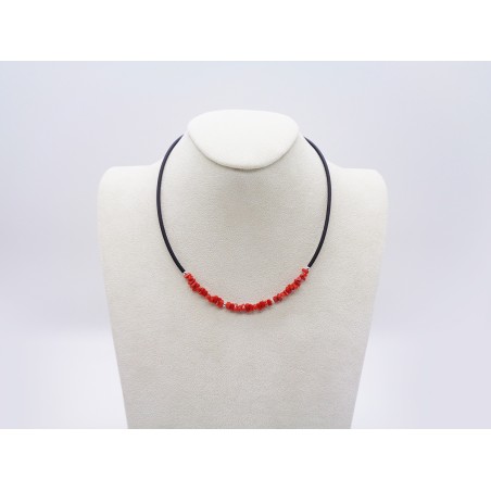 COLLANA IN CAUCCIU' E CORALLO ROSSO
