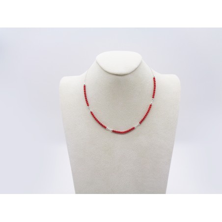 COLLANA IN CORALLO E ARGENTO