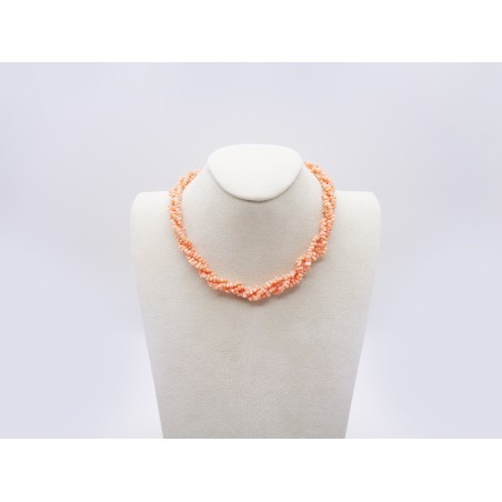 COLLANA INTRECCIATA IN CORALLO ROSA