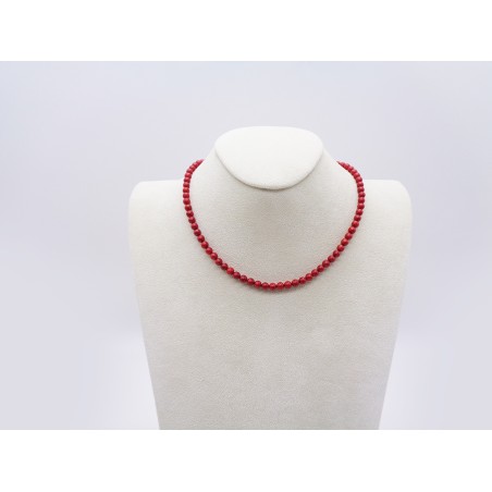 COLLANA CON SFERE IN CORALLO ROSSO CON CHIUSURA DORATA