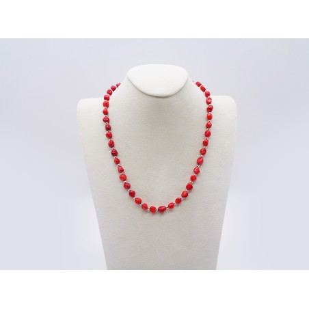 COLLANA IN CORALLO ROSSO CON CHIUSURA ARGENTATA