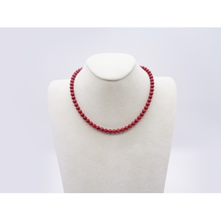 COLLANA DI SFERE IN CORALLO ROSSO CON CHIUSURA DORATA