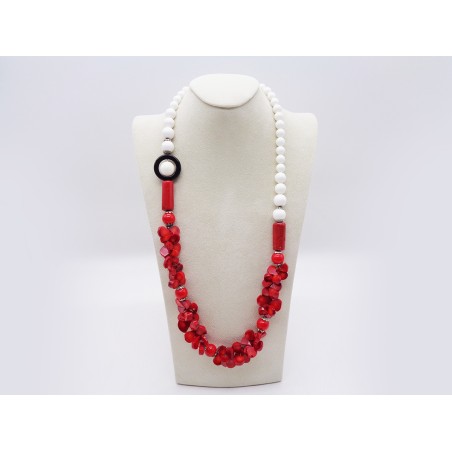 COLLANA IN AGATA BIANCA E CORALLO