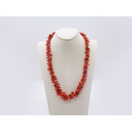 COLLANA DI RAMI IN CORALLO GREZZO CON CHIUSURA DORATA