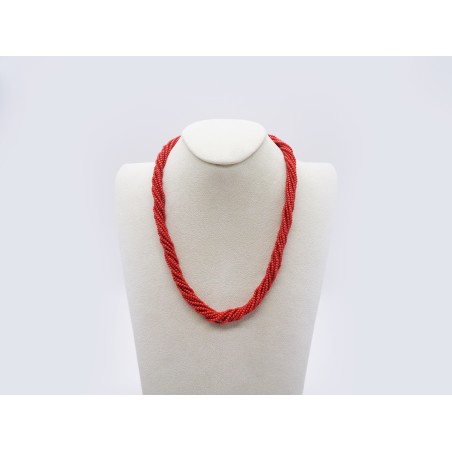 COLLANA PIU' FILI DI CORALLO ROSSO CON CHIUSURA ARGENTATA