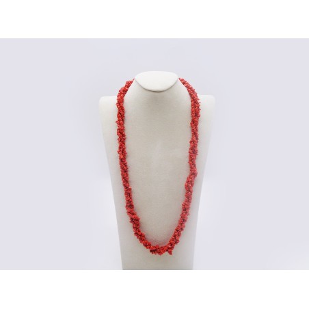 COLLANA FILI DI CHIPS IN CORALLO ROSSO CON CHIUSURA DORATA