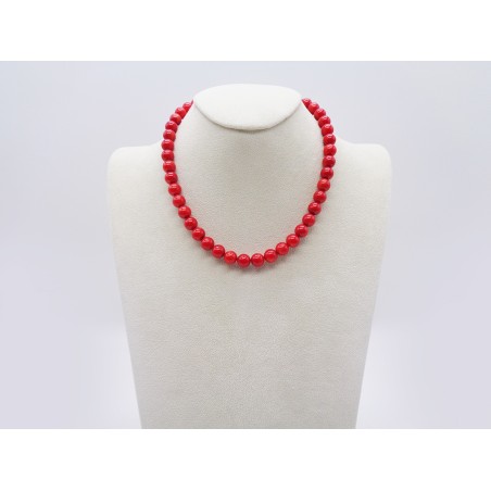 COLLANA CON SFERE IN CORALLO ROSSO CON CHIUSURA IN ARGENTO